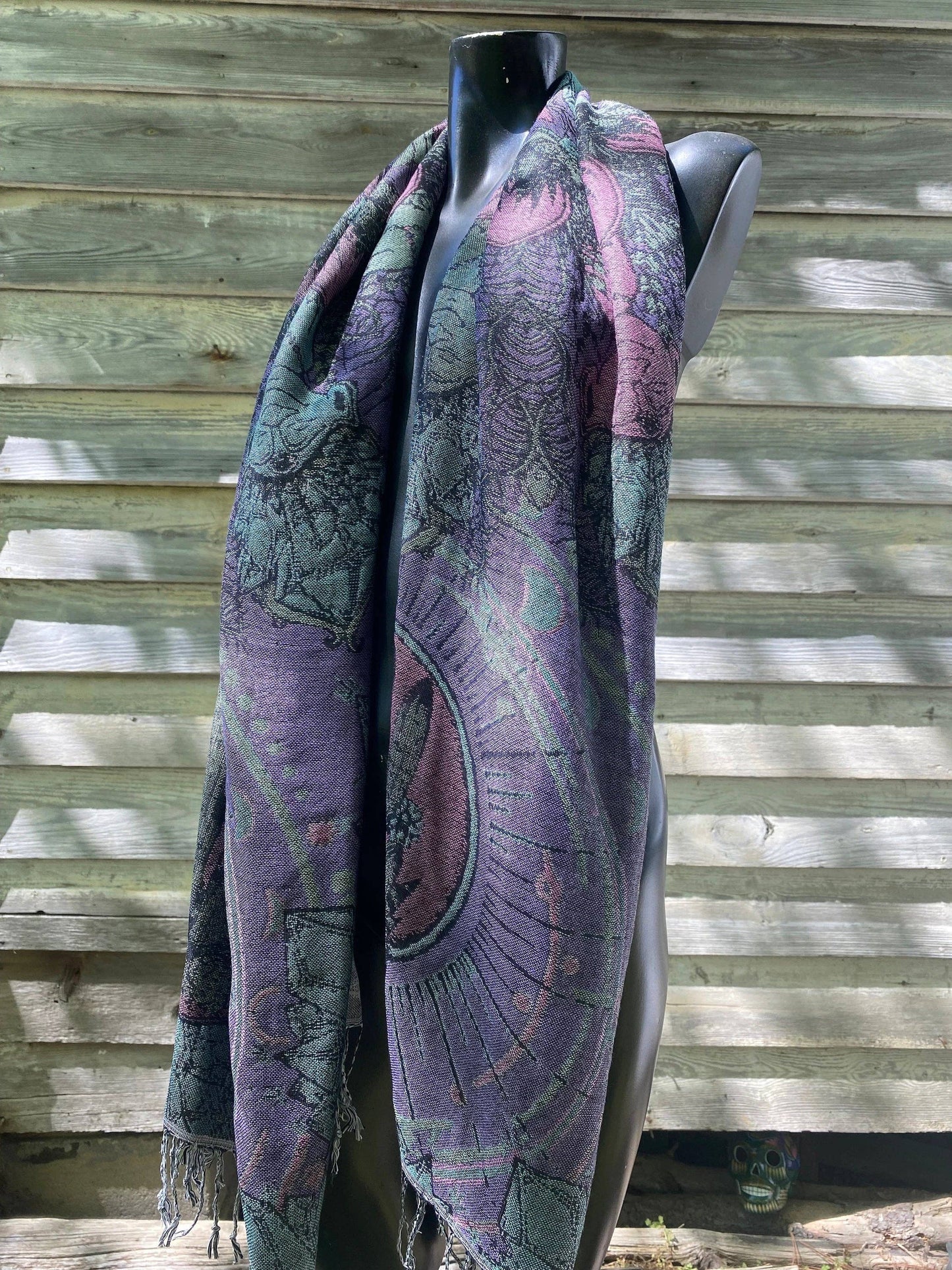 Pashminas- various designs – Double Ply Reversible Festival Fashion, Hand-Drawn Design by Melanie & Justin, Vibrant & 8” x 71”
