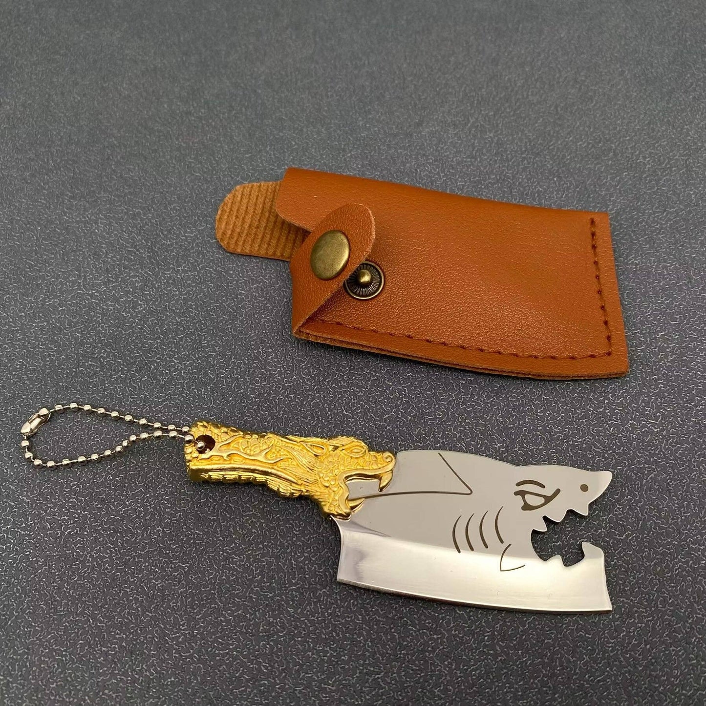 Dragon Head Handle Mini S.Steel Knife with Protective Sleeve