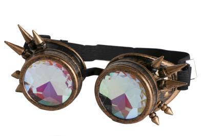 Steampunk Kaleidoscope Glasses - Psychedelic: Yellow-Turq or Rainbow