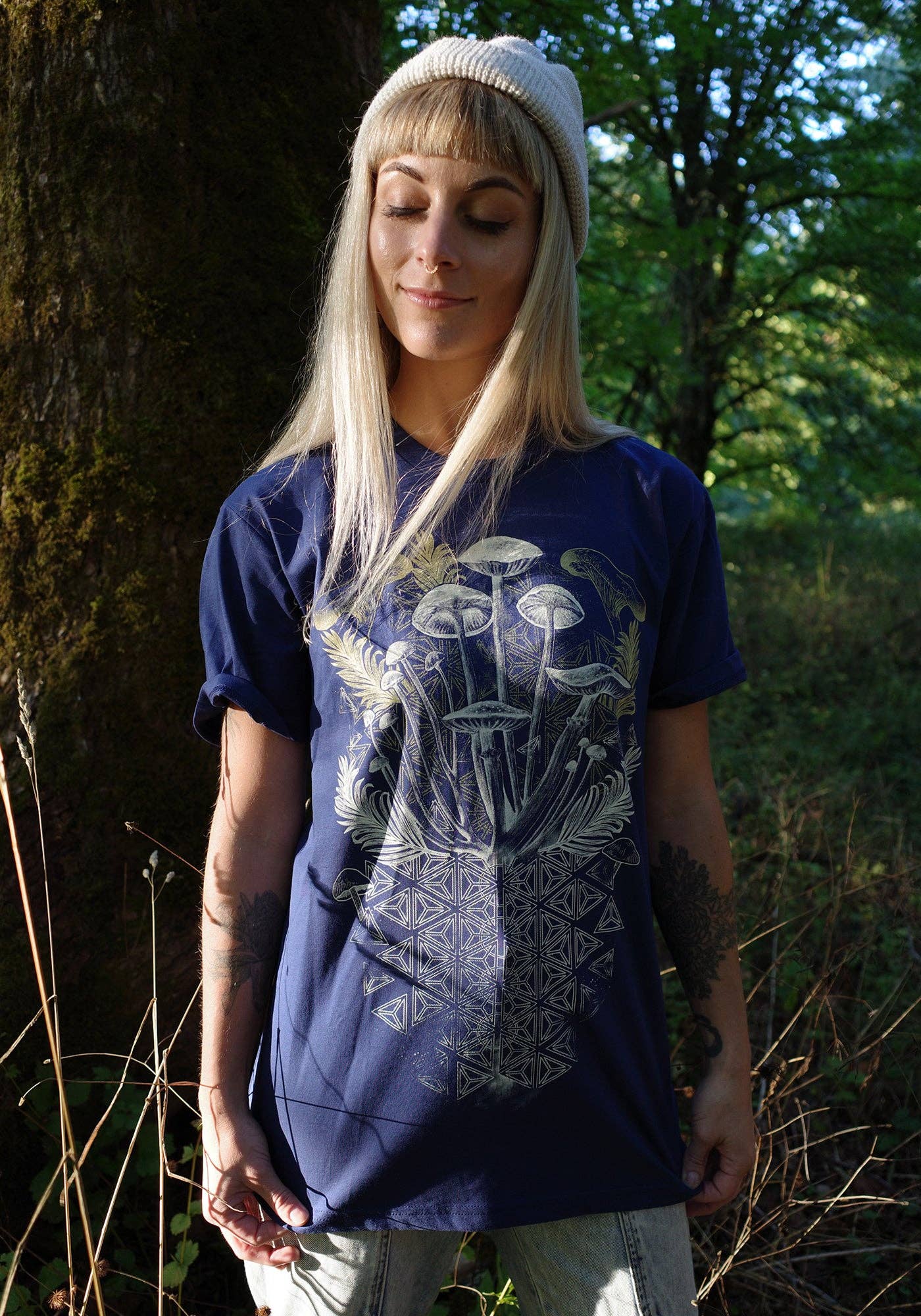Mycelial Bloom Shirt Blue, Olive or Black