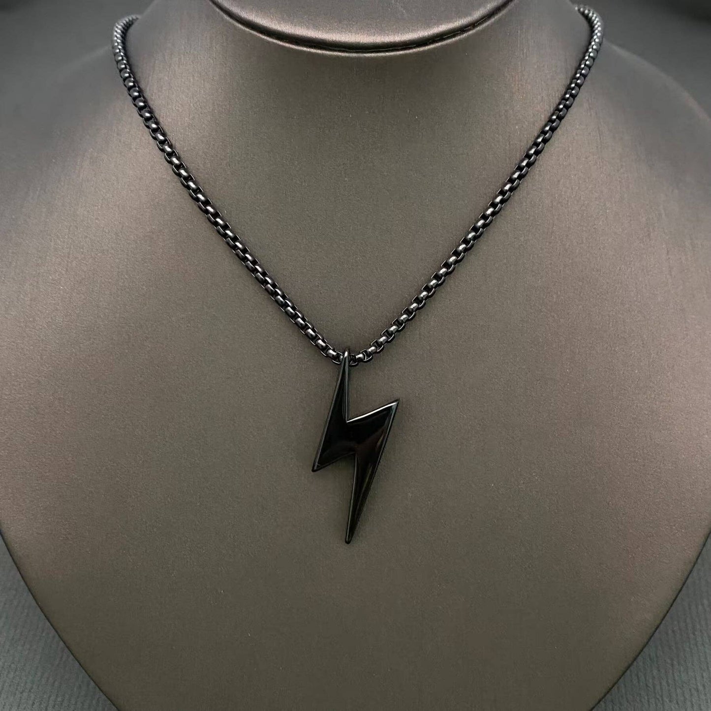 Stainless Steel Lightning Pendant Necklace
