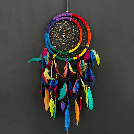 Rainbow Pride Chakra Dream Catcher, Tiger Eye Stone