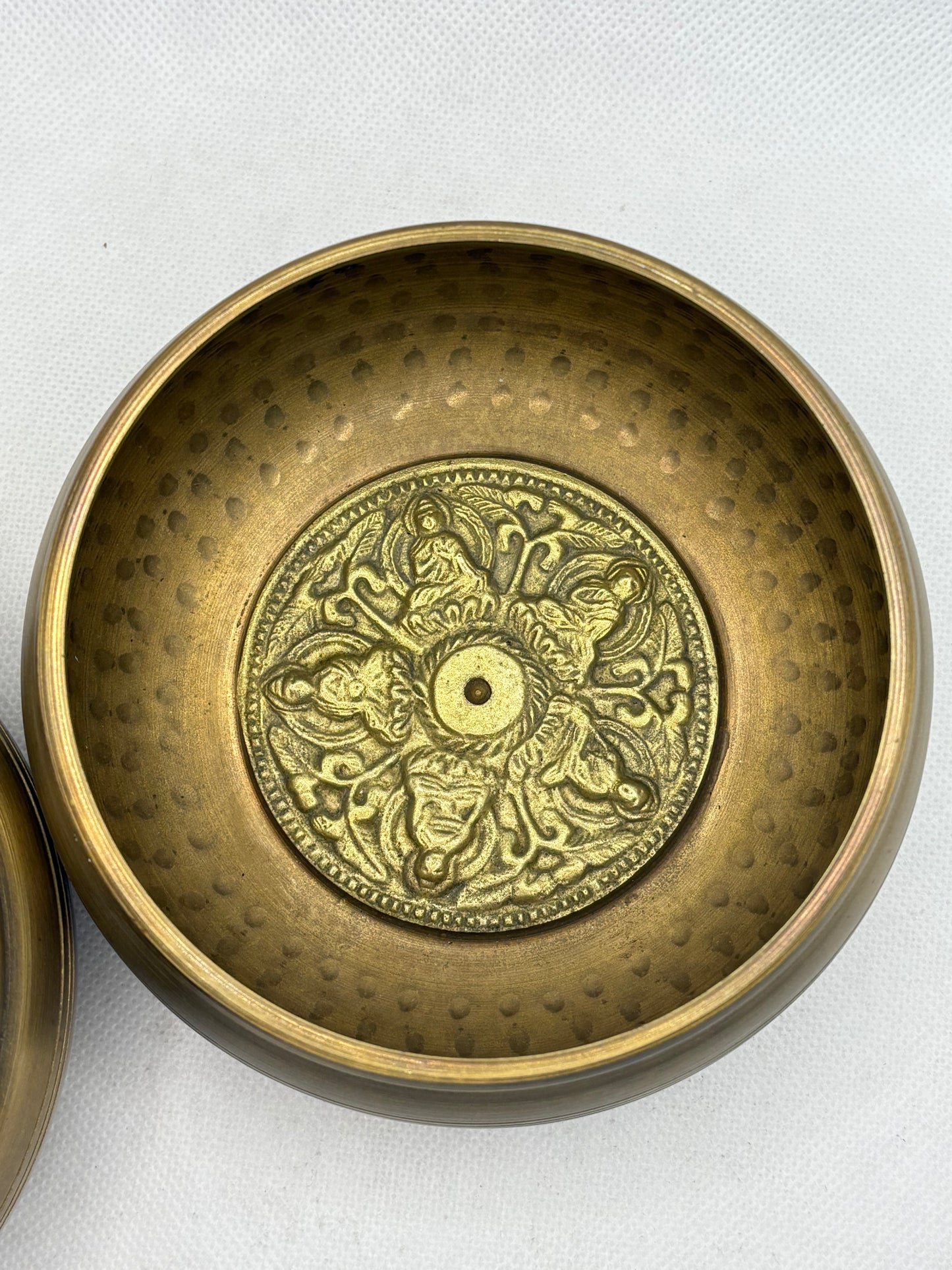 Tibetan Brass Bowl with Carvings 4"