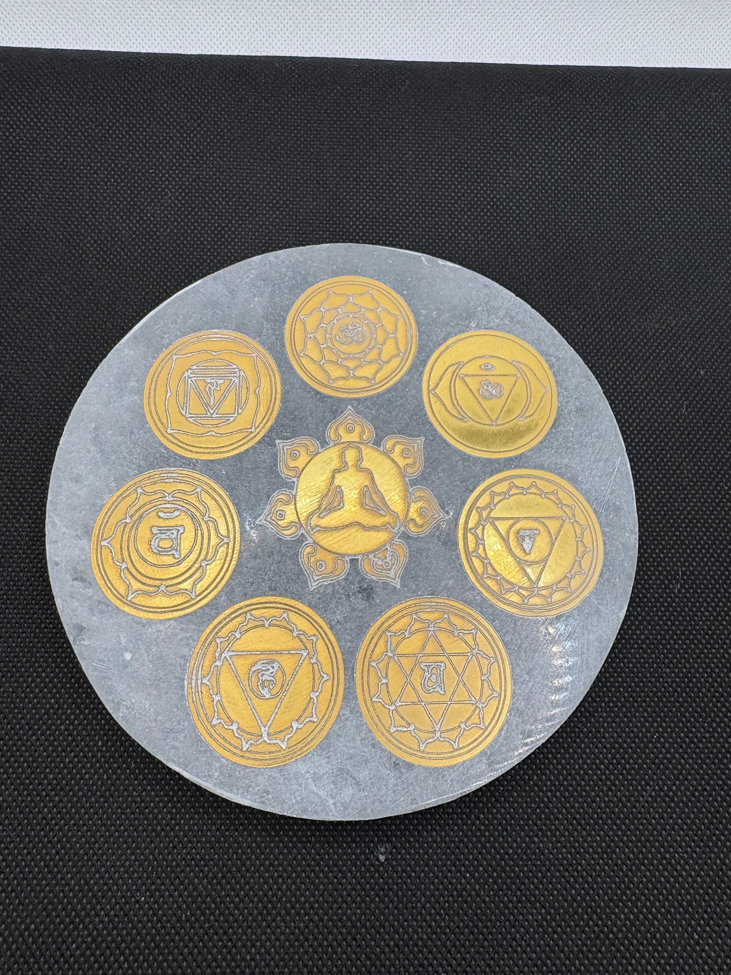 Selenite Sacred Symbols Round Charging Pad