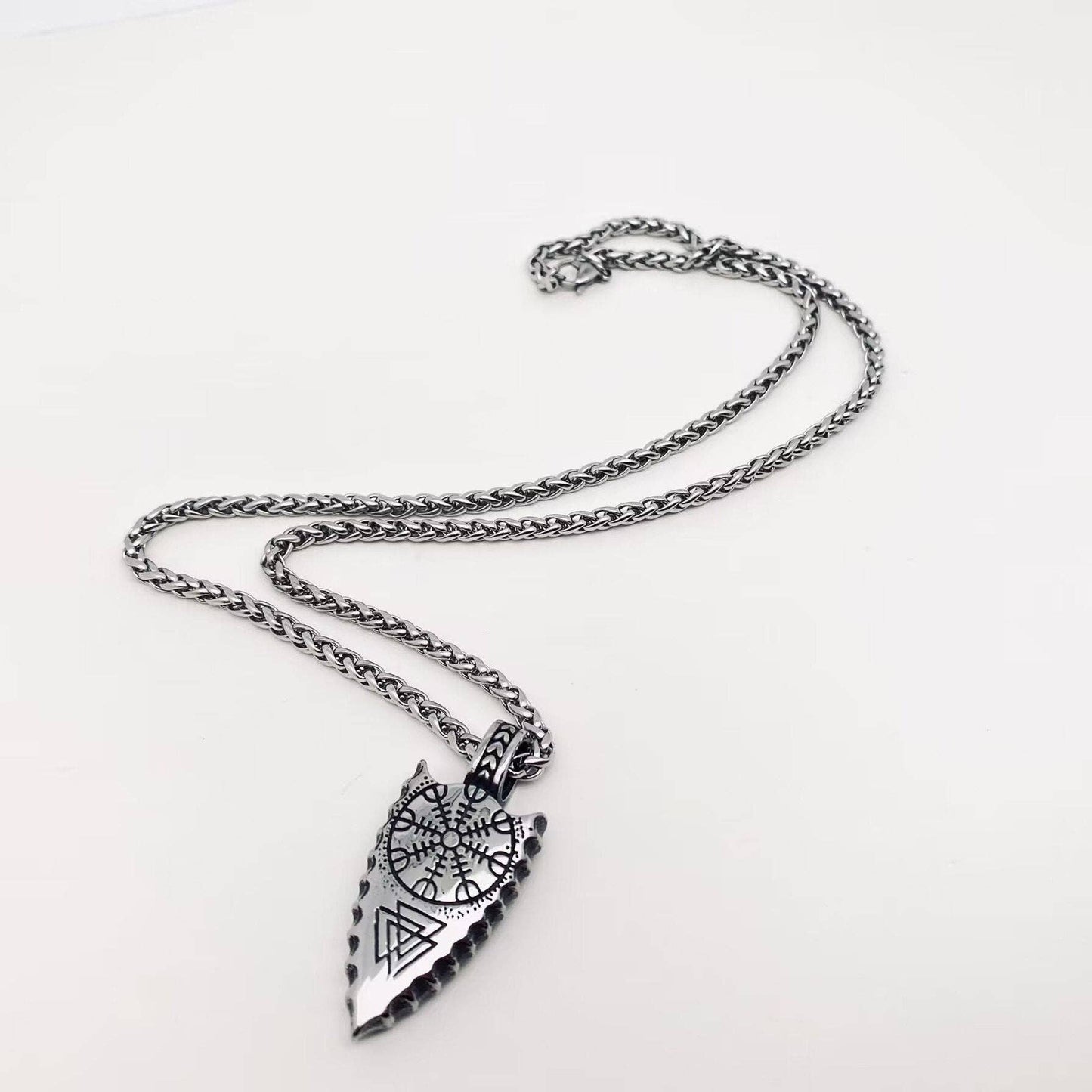 Arrow Shape Viking Valknut Pendant Necklace