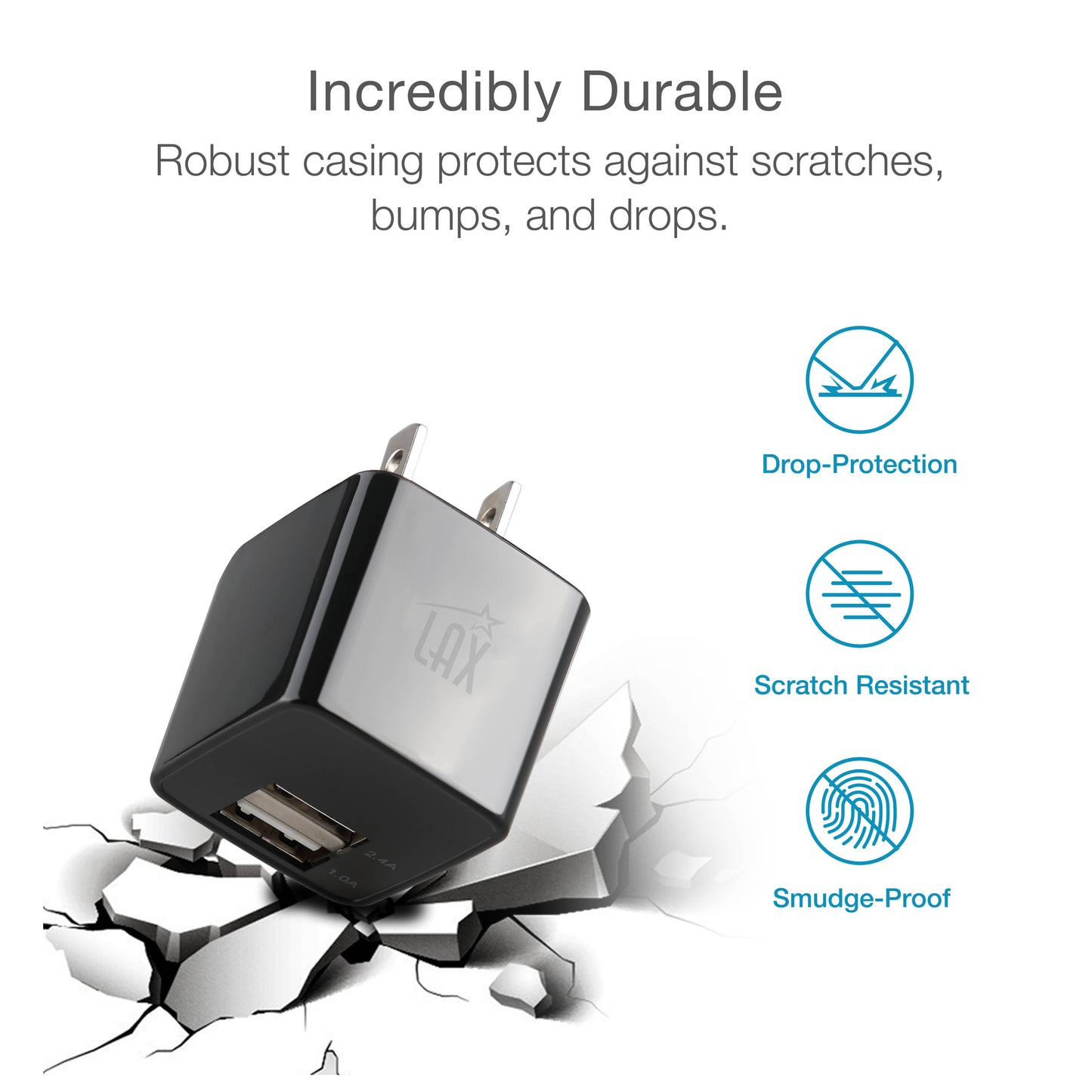 LAX Fast Charging 2 Port USB Wall Charger Retail Pack: Rose Gold