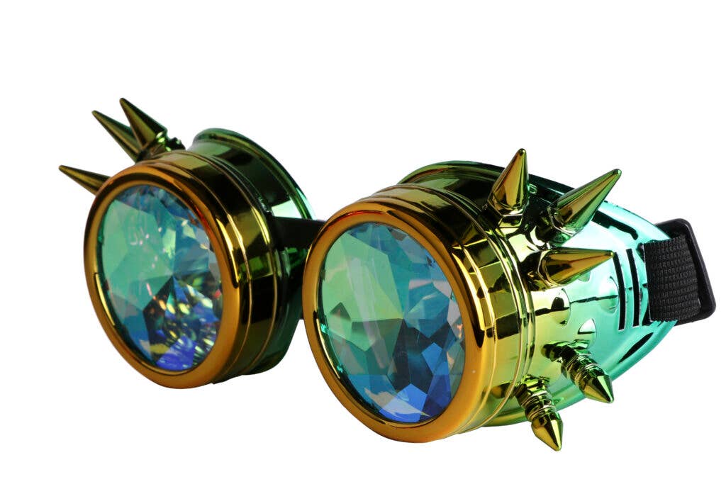Steampunk Kaleidoscope Glasses - Psychedelic: Yellow-Turq or Rainbow