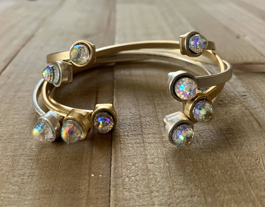 Hobnob- Swarovski crystal gold cuff bracelet