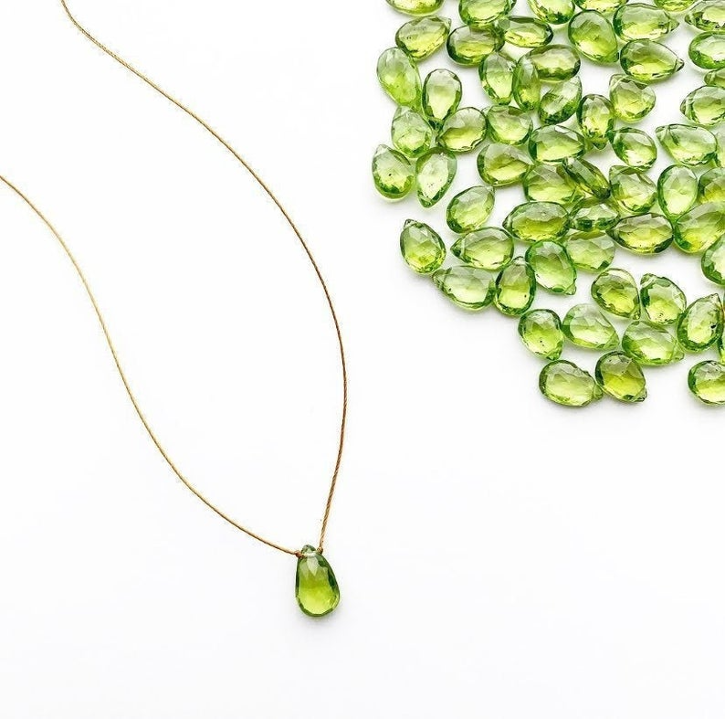 Peridot Small Teardrop Necklace: 16, 18 or 20 inches