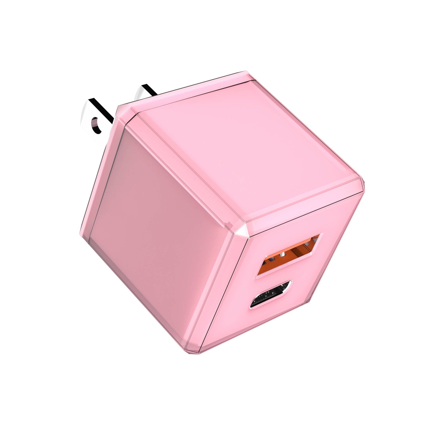 Rapid Wall Charger USB 20W Cubic Design - Retail Pack: Pink & Green