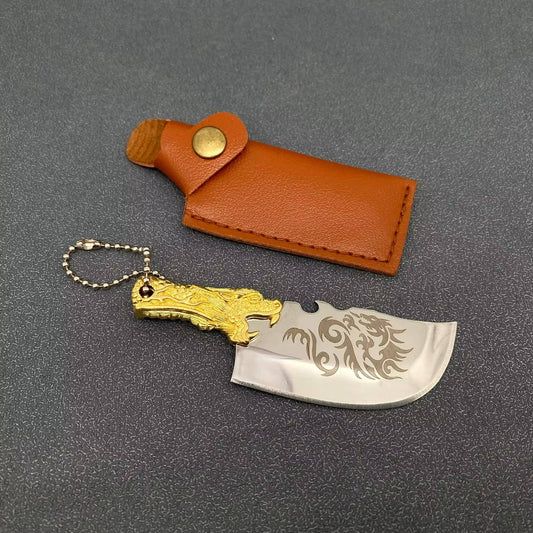 Dragon Head Handle Mini S.Steel Knife with Protective Sleeve