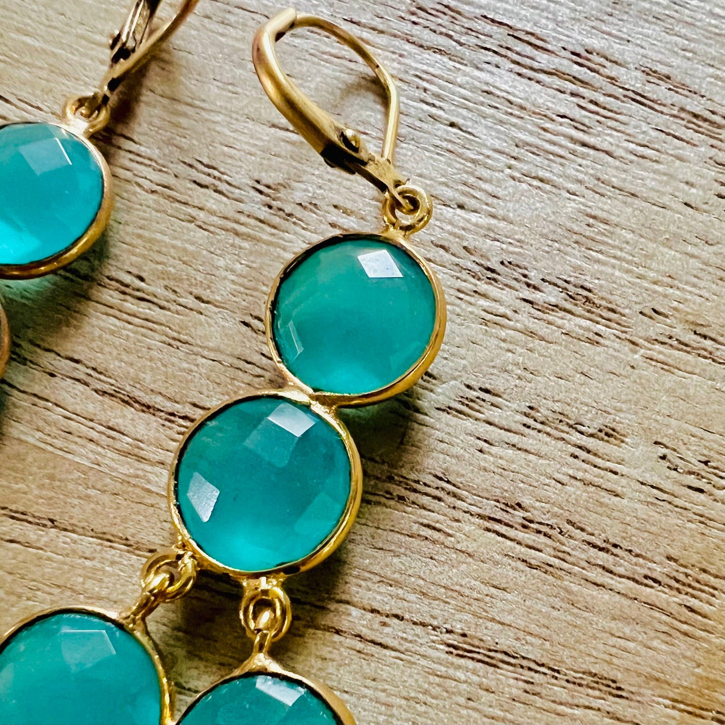 I Kid You Not aqua gemstone statement earrings