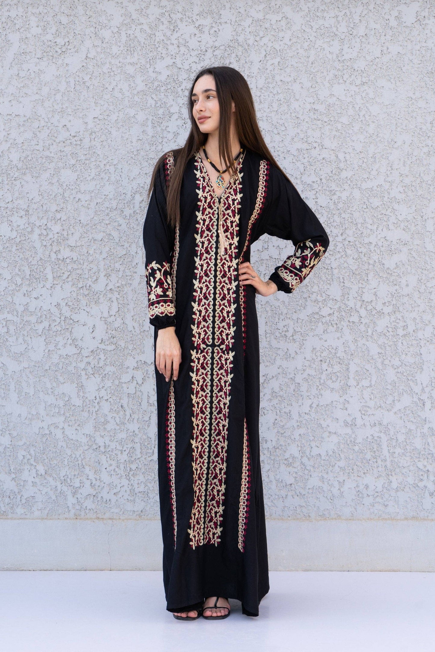 Chic Black embroidered cotton Caftan, caftans for women, Kaftans, embroidered Caftan dress, Caftan maxi dress, Caftans for women, Caftans: S/M/L