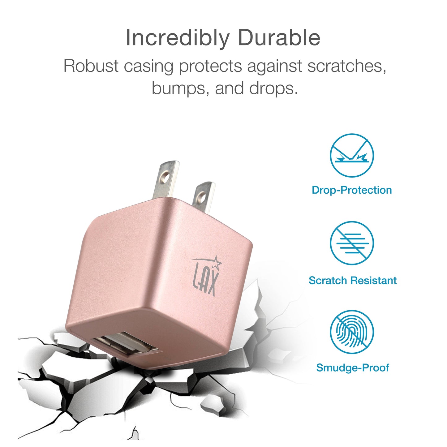 LAX Fast Charging 2 Port USB Wall Charger Retail Pack: White