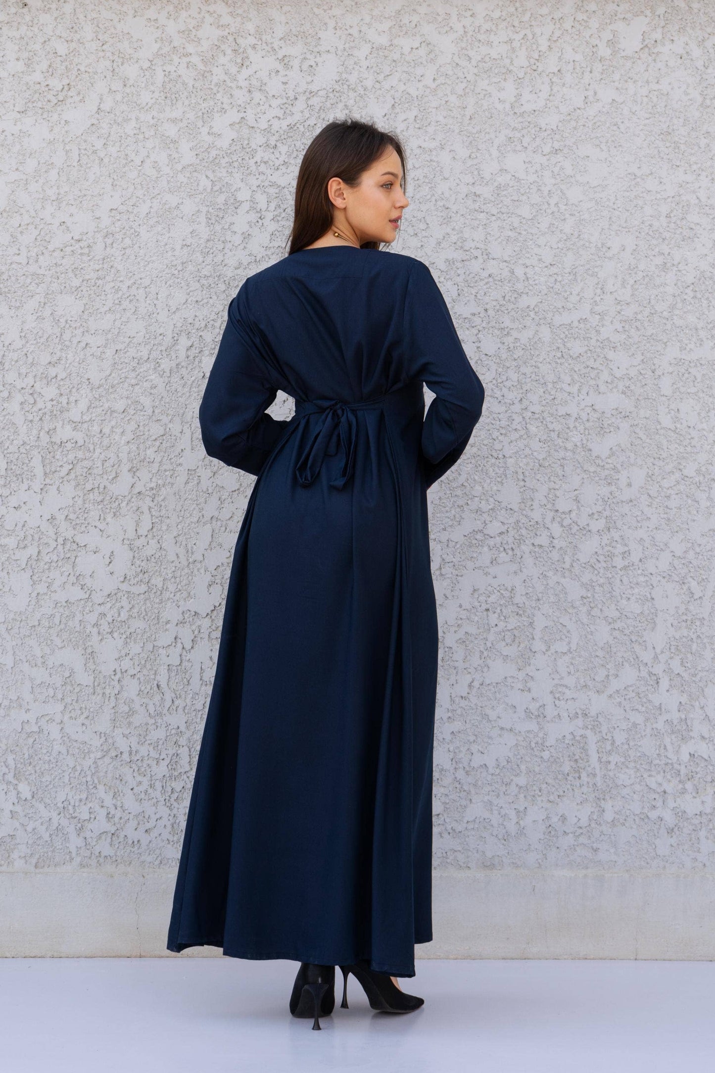 Navy Blue embroidered caftan dress, embroidered Cotton caftan, Chic embroidered caftan, Egyptian cotton caftans for women: S/M/L