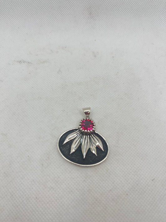 Pink Topaz in Lotus Leaf Pendant
