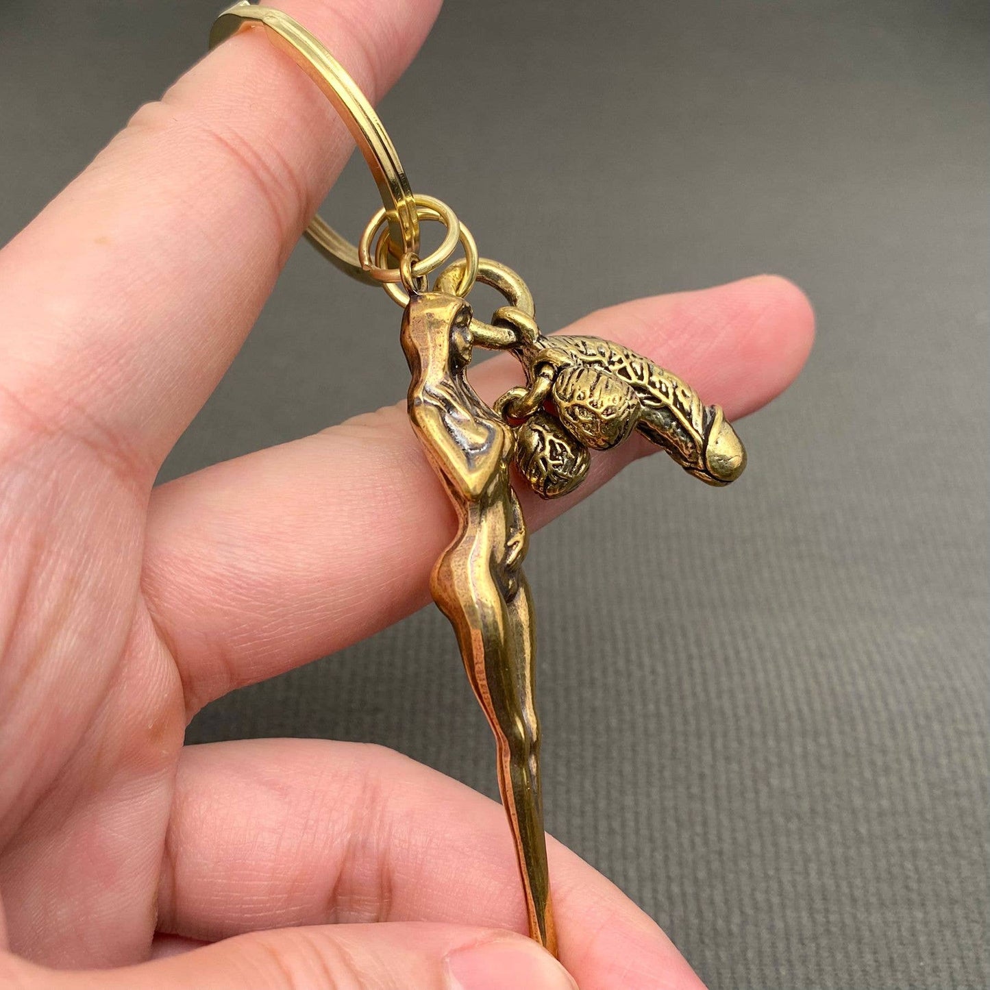 Brass Keychain Naked Lady