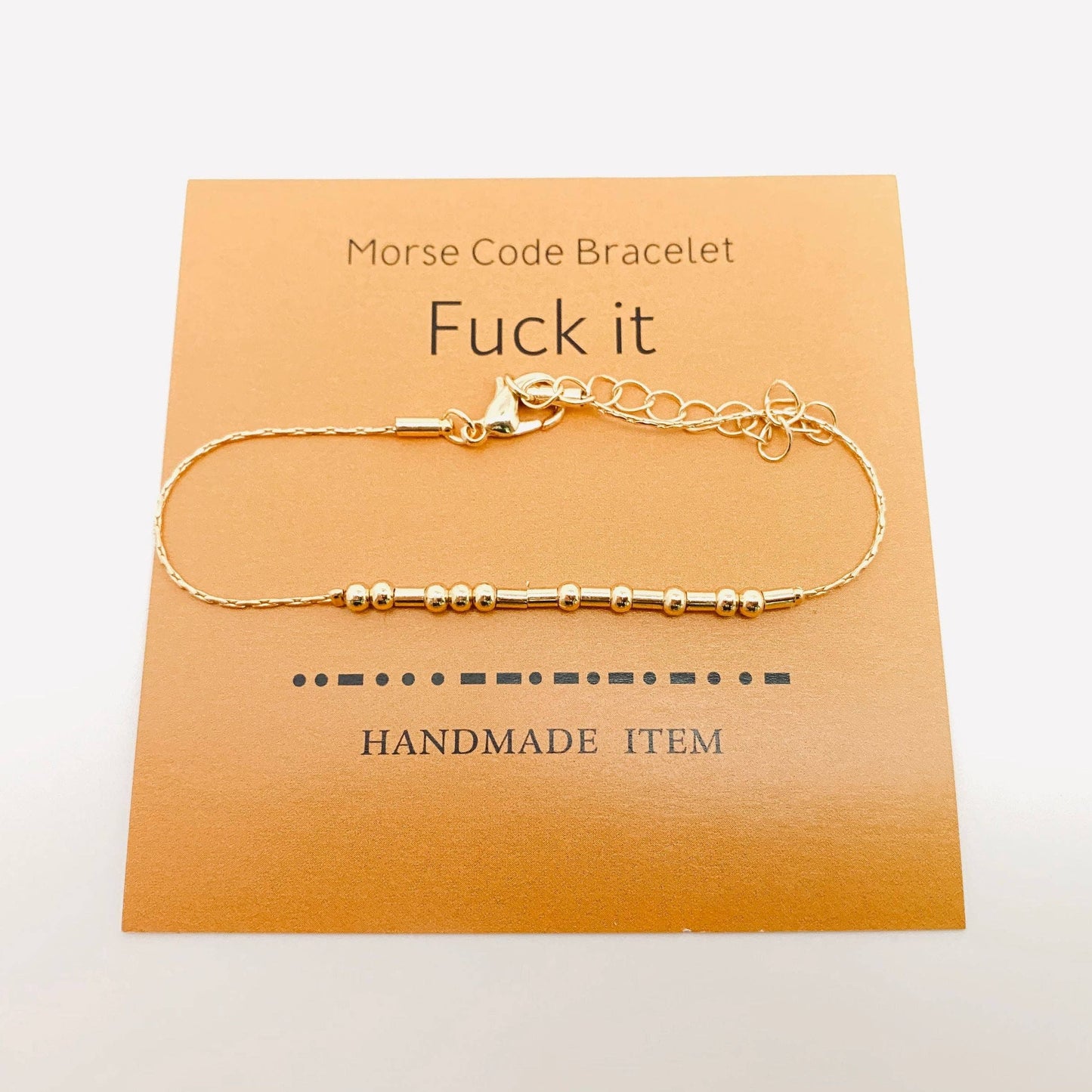 Handmade Golden Morse Code Bracelet: Never give up