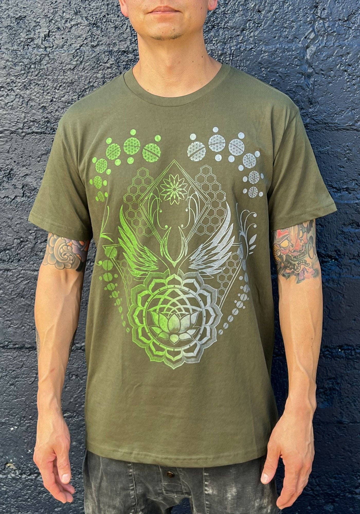 Lotus World Shirt Blue or Olive