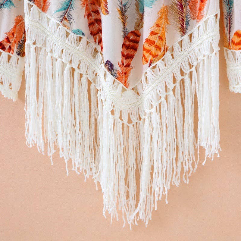 Bohemian Tassel Shawl: ORANGE / AVERAGE