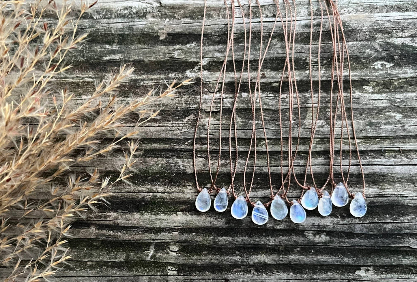 Moonstone Smooth Small Teardrop Necklace: 16,18 or 20"