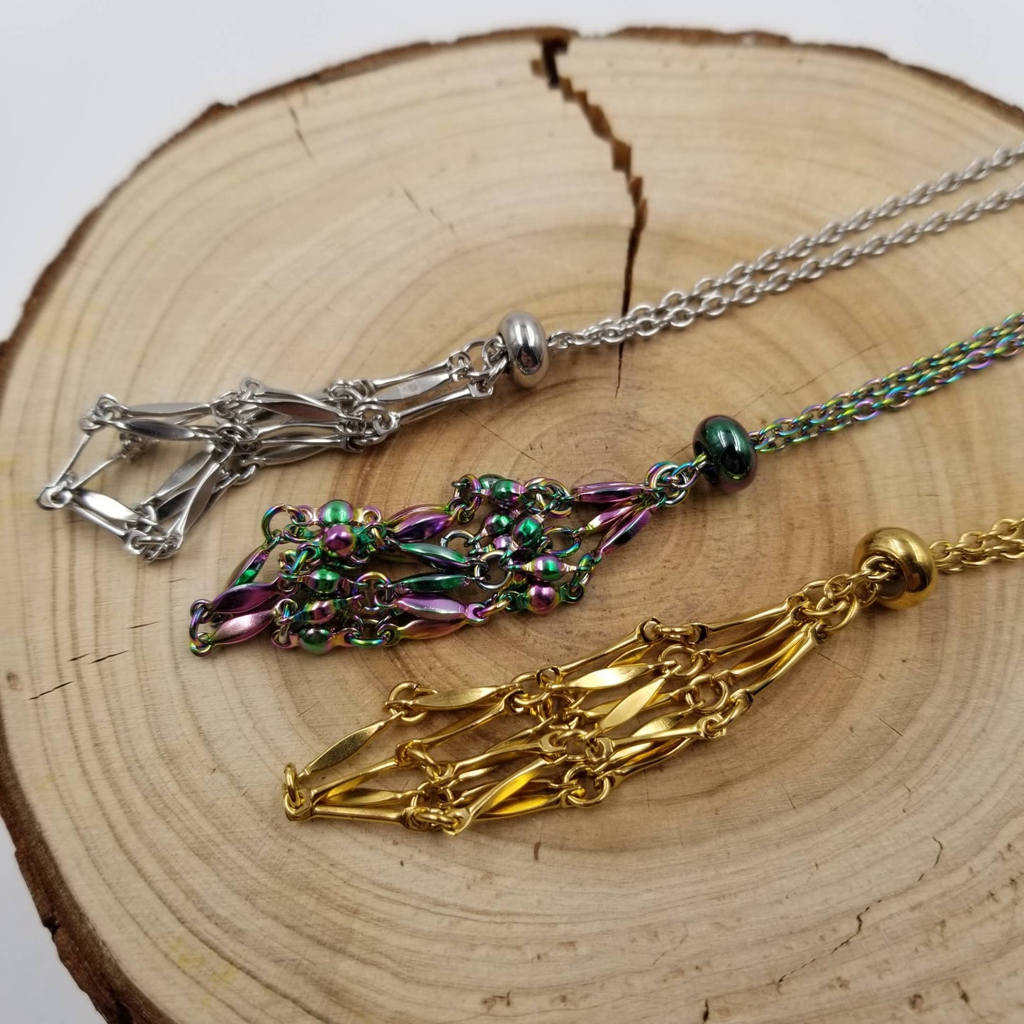 Interchangeable Macramé Cage Adjustable Necklaces Multicoloured