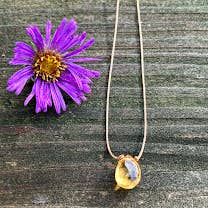 Citrine Faceted Teardrop Cord Necklace: 16", 18" or 20"