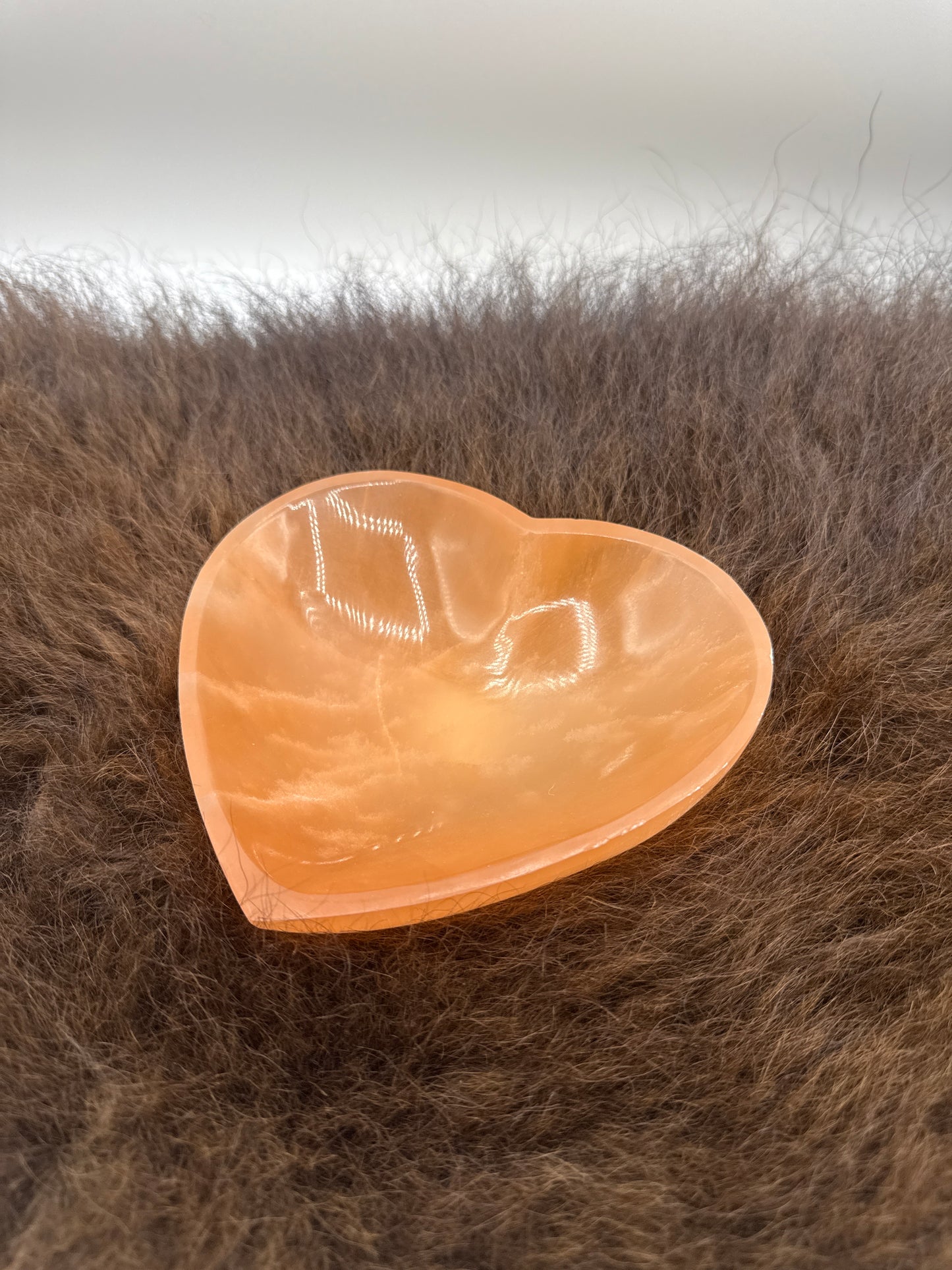 Selenite Heart Bowl Orange Large