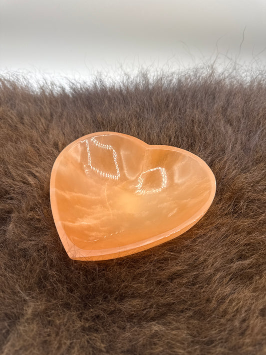 Selenite Heart Bowl Orange Large