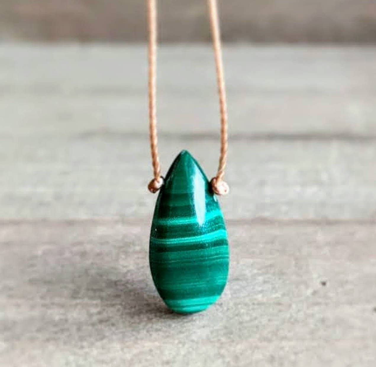 Malachite Teardrop Necklace: 16 or 18 inches