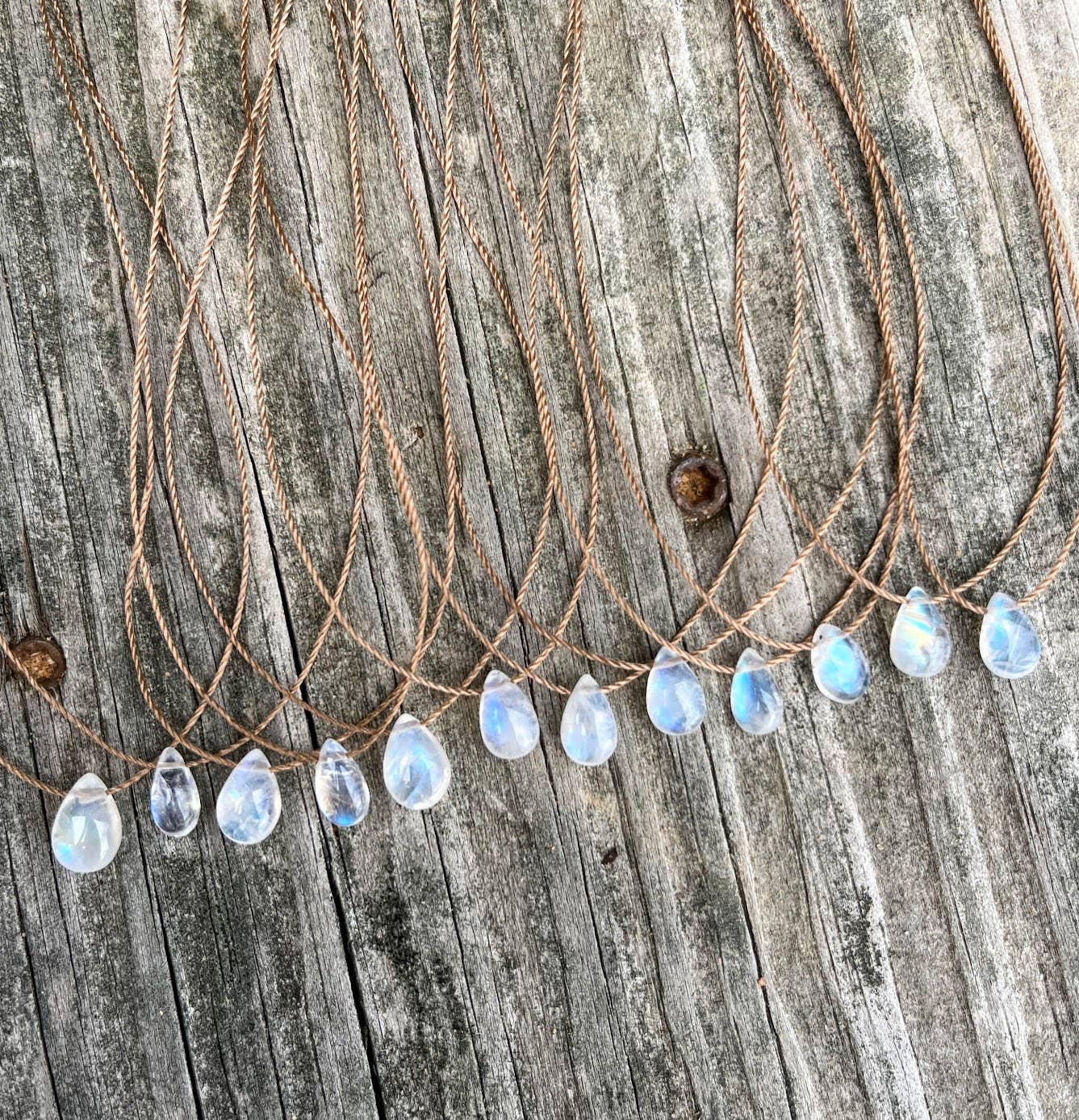 Moonstone Smooth Small Teardrop Necklace: 16,18 or 20"