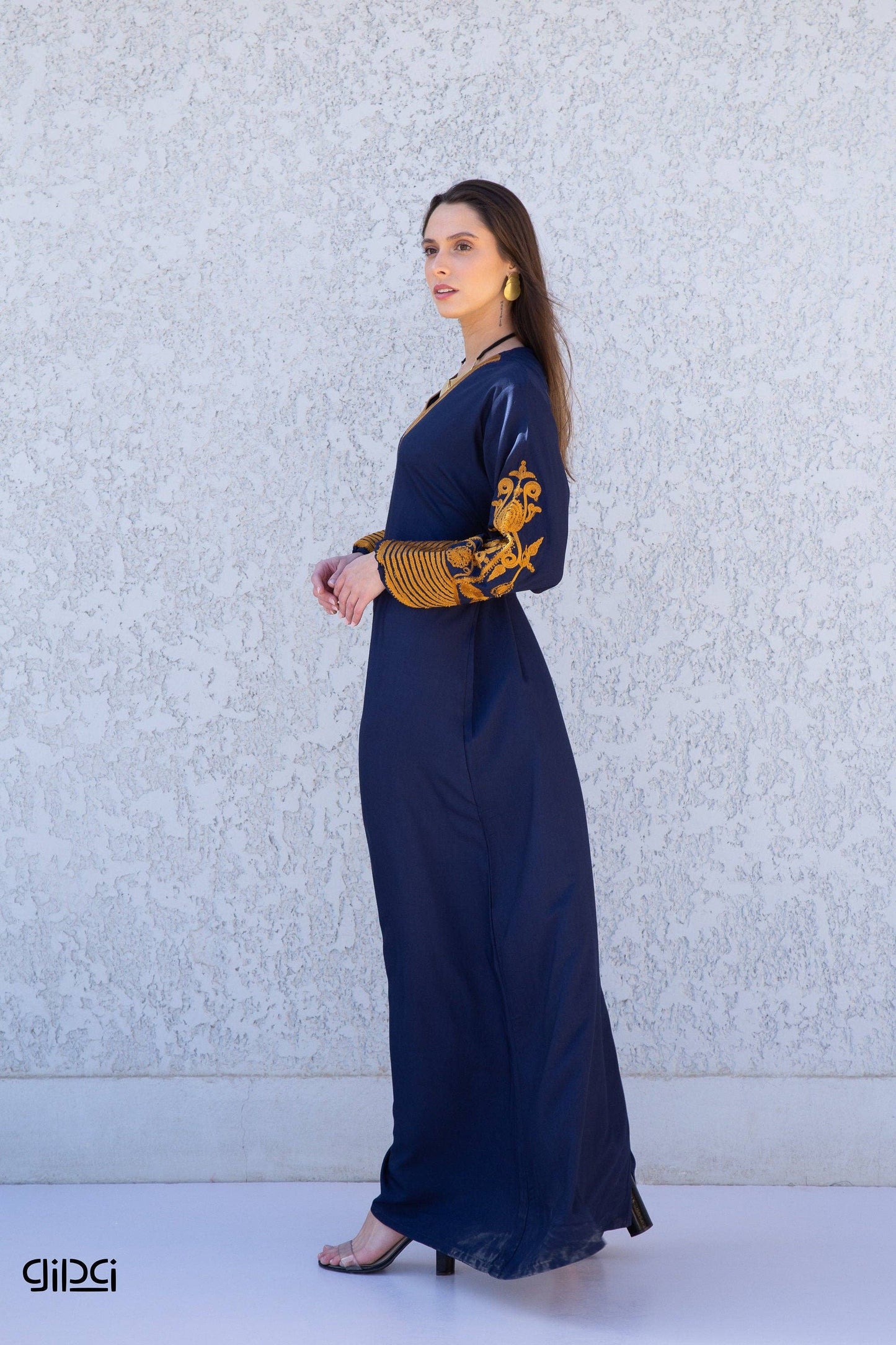 Classy navy blue embroidered kaftan dress, caftans for women, Boho Kaftan dress, Caftans for women, long summer kaftan, kaftans, caftan: S/M/L