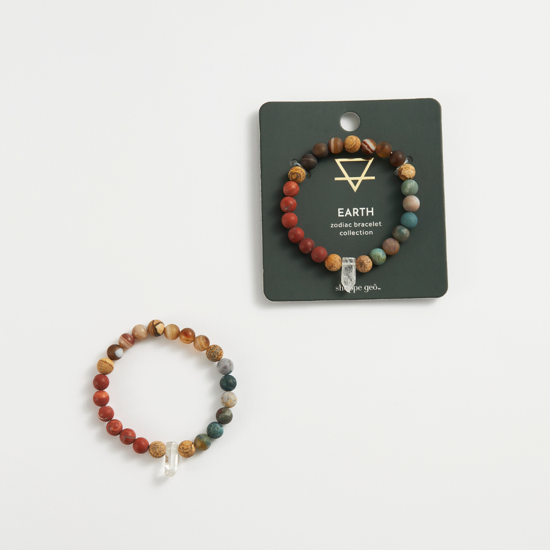 Zodiac Crystal Bead Bracelet Collection: Earth 8mm