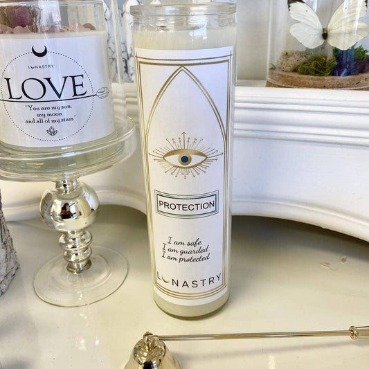 Protection Prayer Crystal Candle: Scent will vary