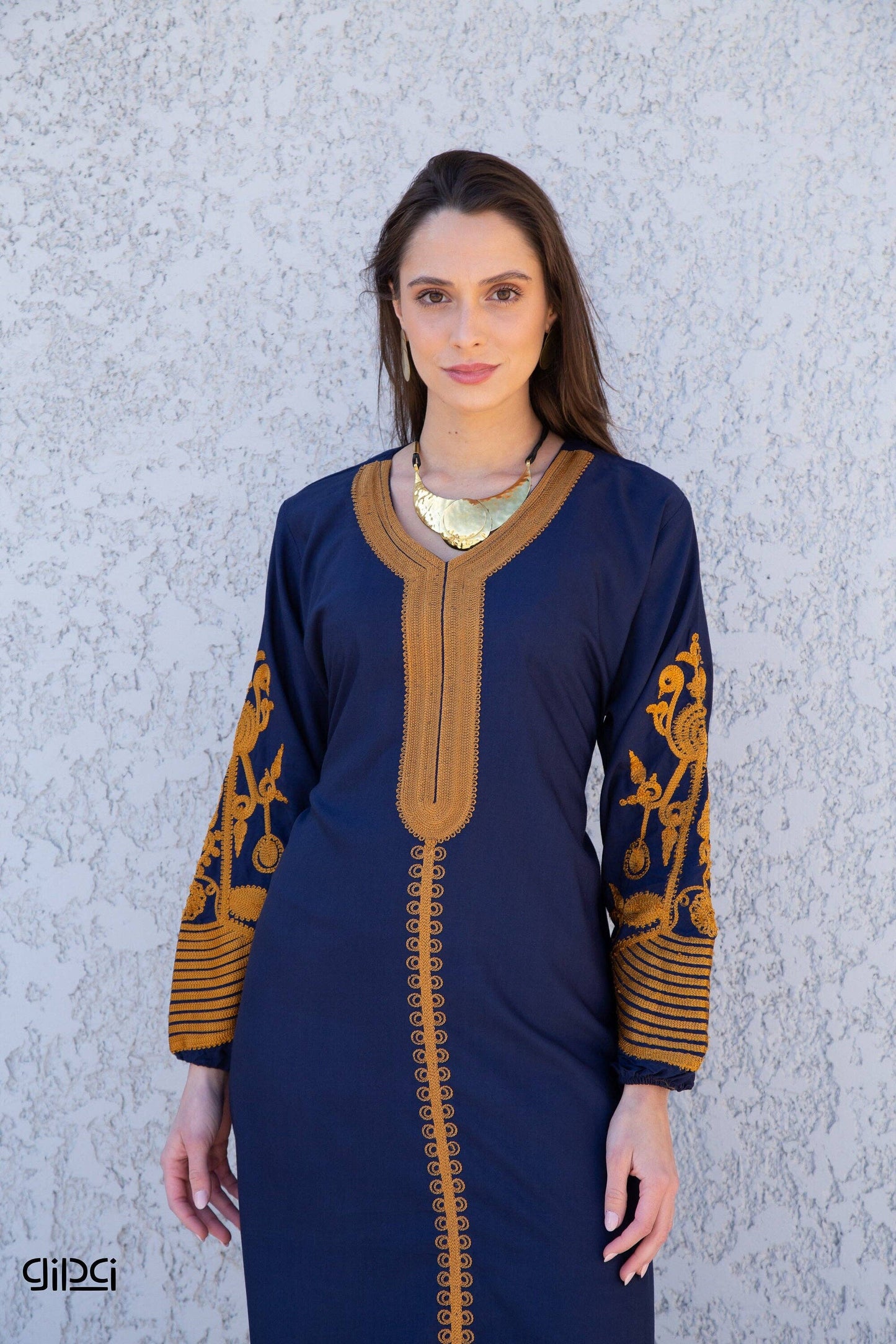 Classy navy blue embroidered kaftan dress, caftans for women, Boho Kaftan dress, Caftans for women, long summer kaftan, kaftans, caftan: XL/2XL/3XL