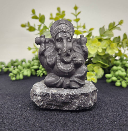 Shungite Figurine Ganesha (3.5x3x2 inches) (EMF Protection)
