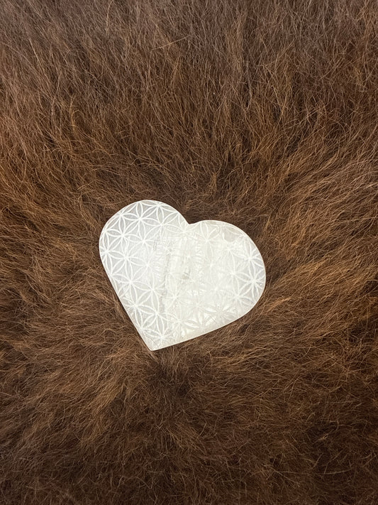 Selenite Heart Flower of Life