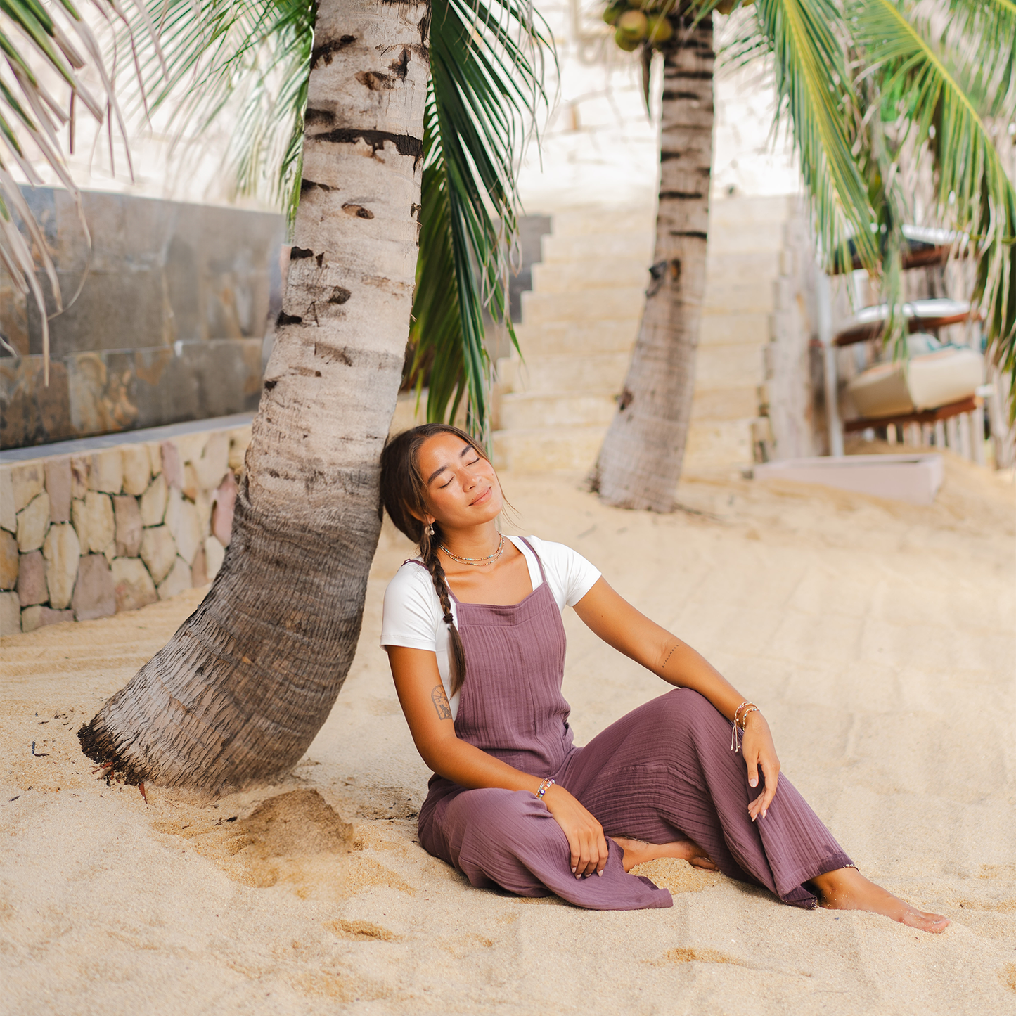 Lunar Sky Cotton Nomad Jumpsuits with Adjustable Straps: S, M & L