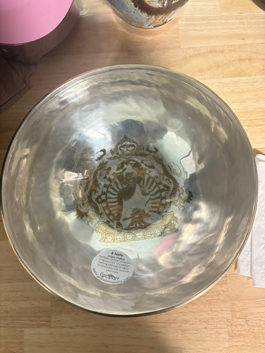 Silver and Gold Full Moon Tibetan Bowl 10"