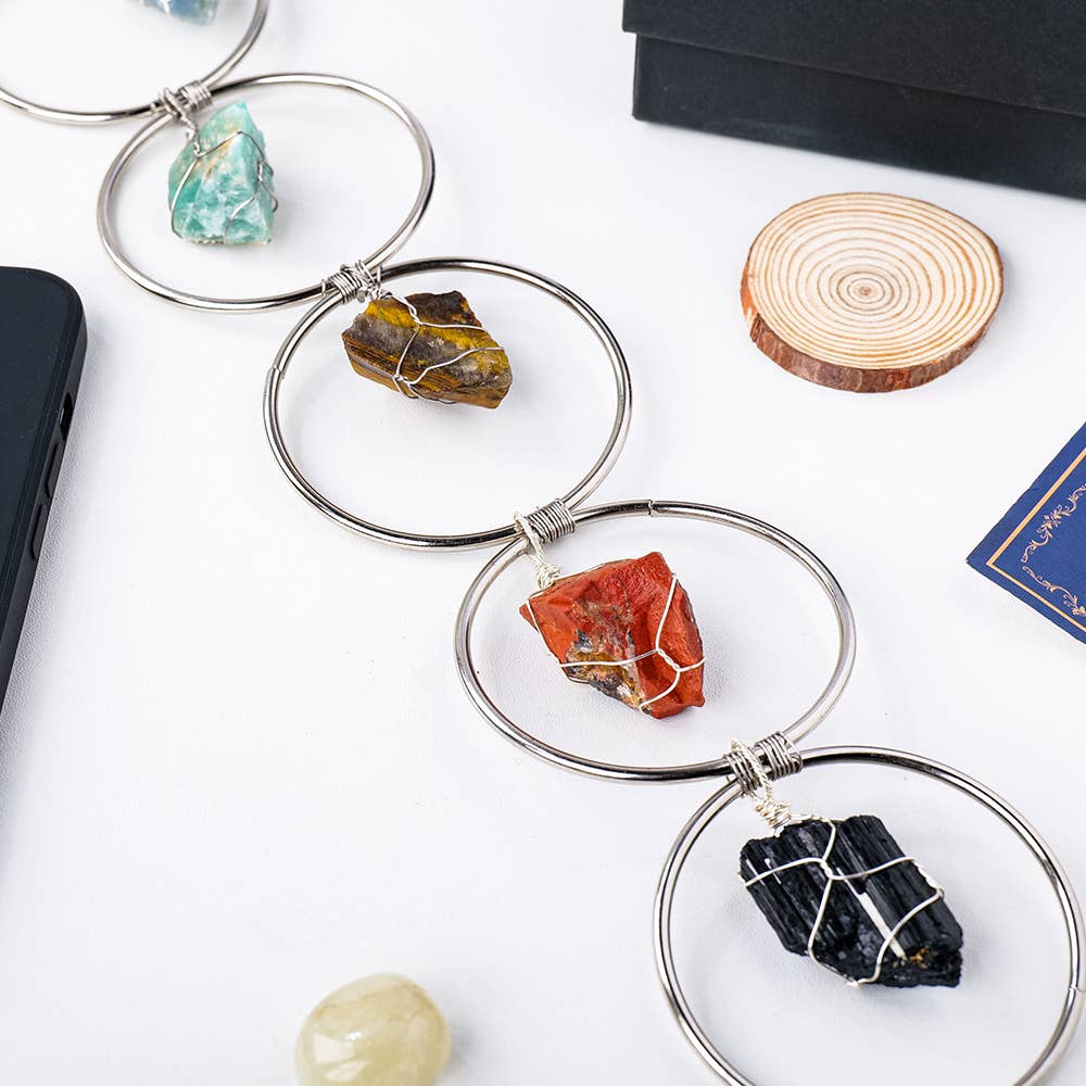 Natural 7 Chakra Gemstone Crystal Wall Hanging Raw stone