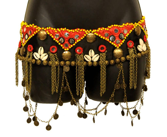 Tribal Belt With Swags Coins & Shells: S/M or M/L