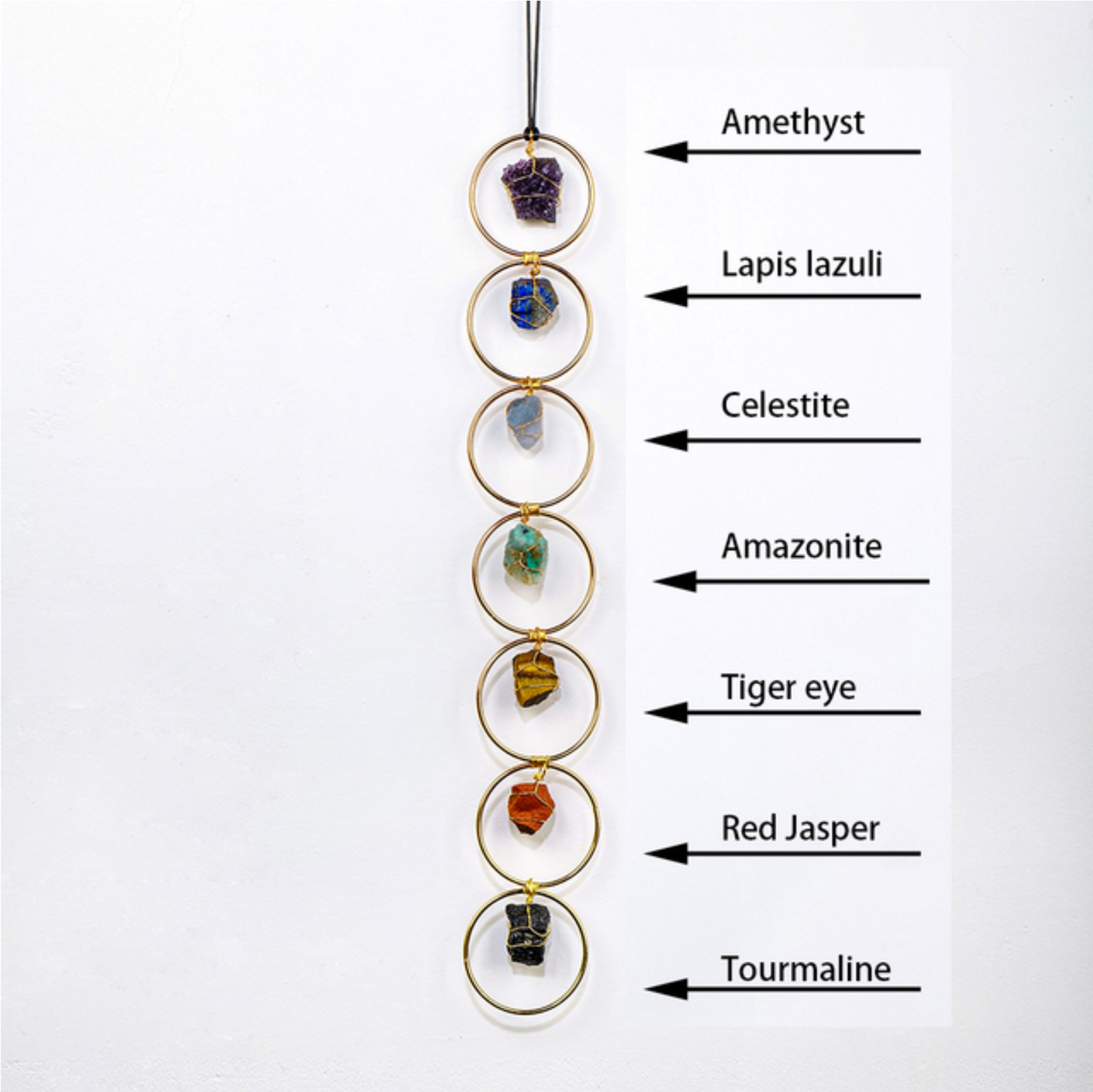 Natural 7 Chakra Gemstone Crystal Wall Hanging Raw stone
