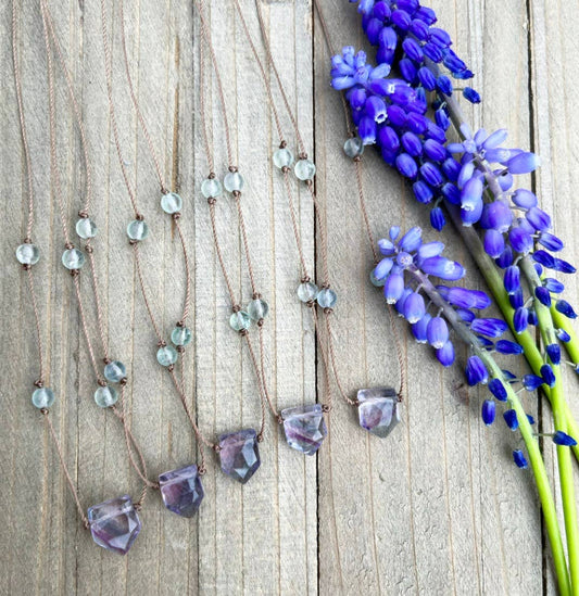 Fluorite Shield Cord Necklace : 16, 18 or 20"