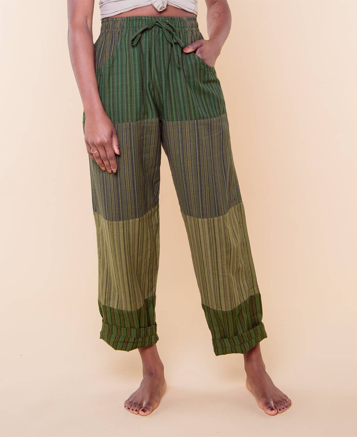 Patchwork Pants - Green: LG