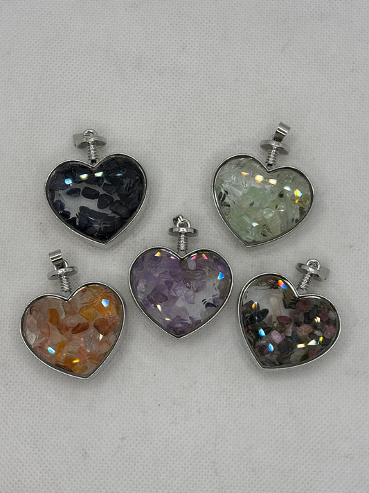 Various Stones in Heart Pendant