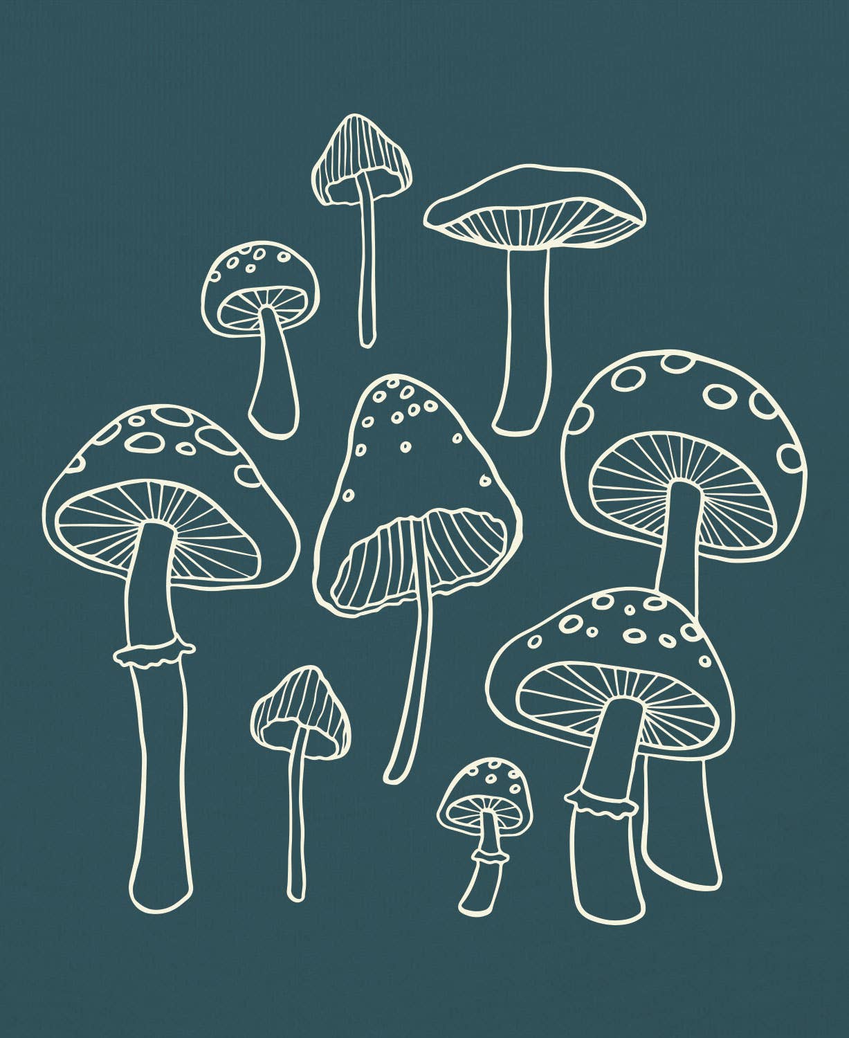 Mushrooms Flowy Pants - Teal Flow Pants: 3X