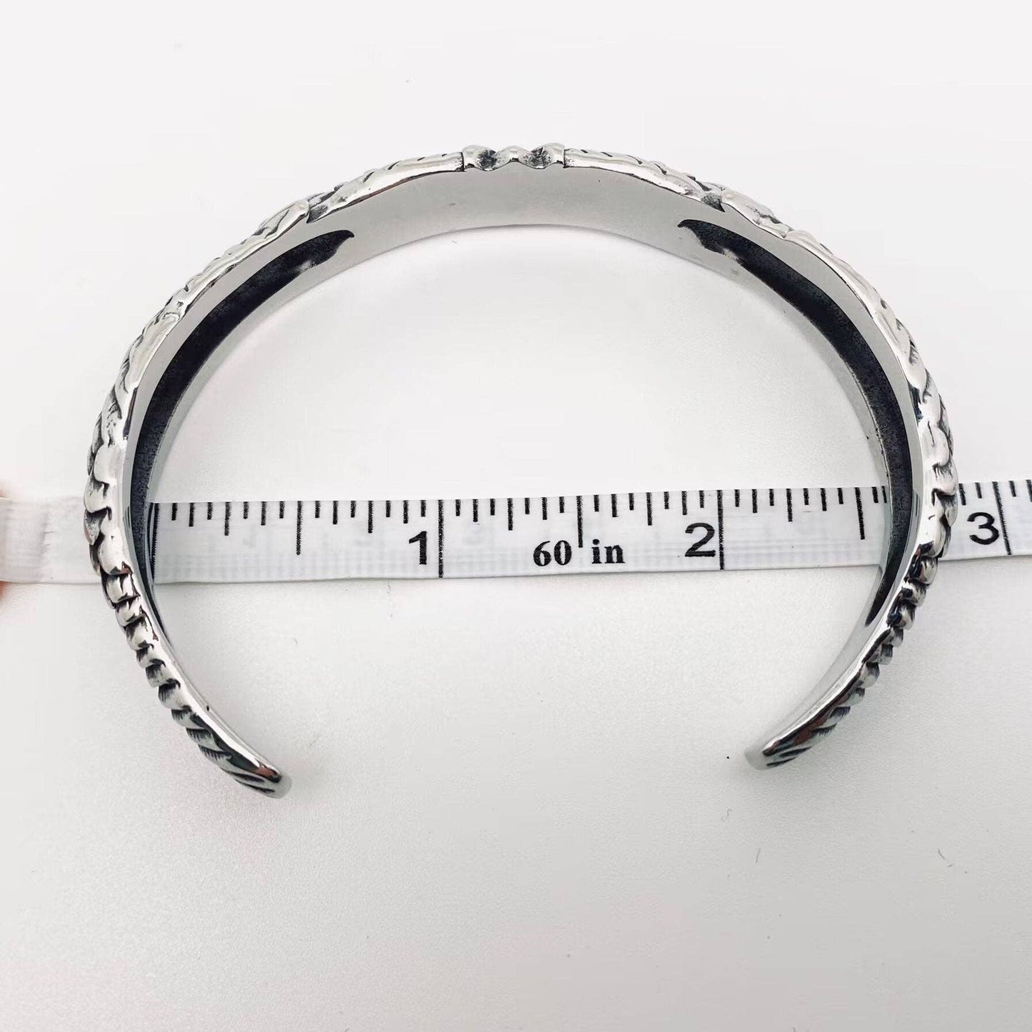 Snake Men's Stainless Steel C Shape Cuff Bangle