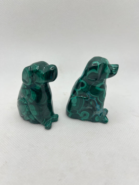 Malachite Carved Dog