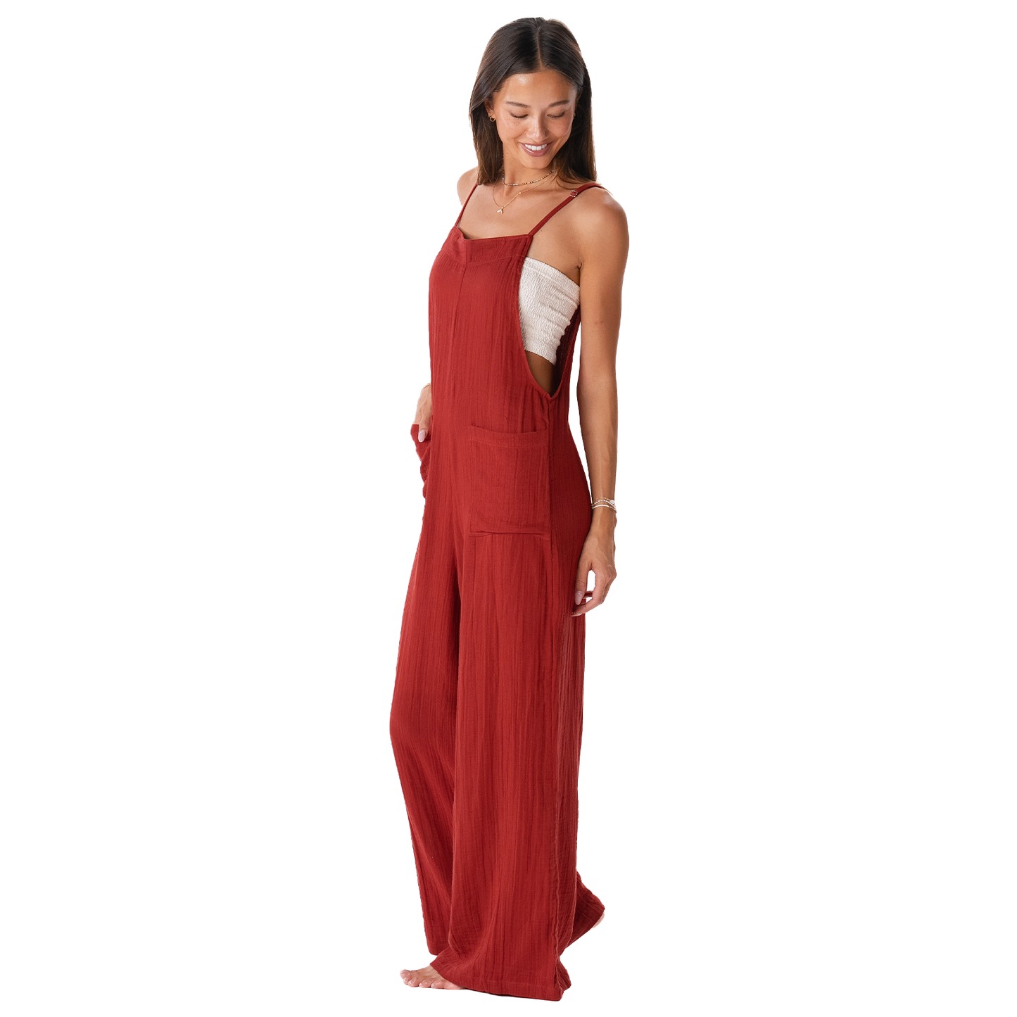Seaside Spice Cotton Nomad Jumpsuit (Adjustable Straps): S, M & L