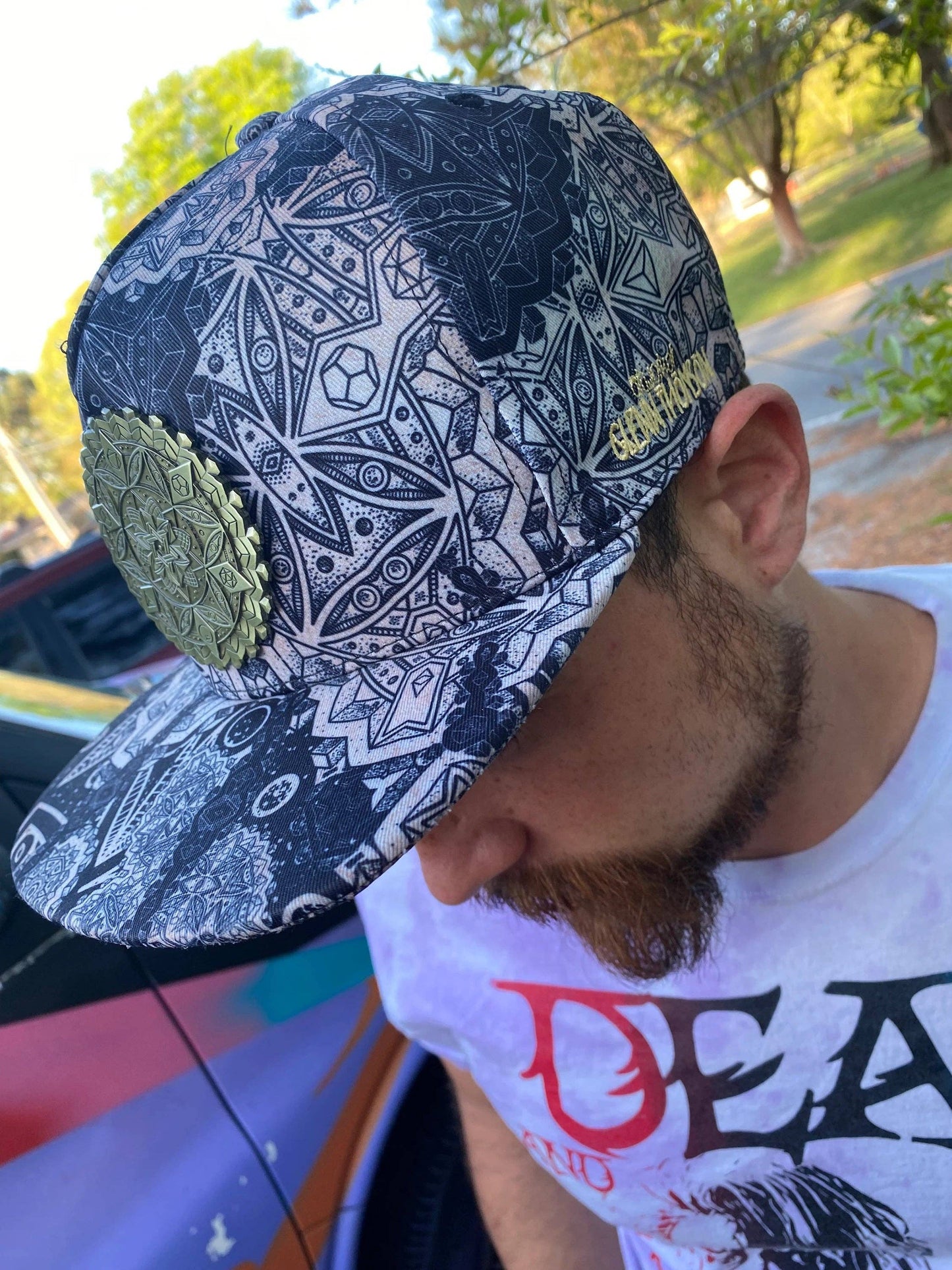 Botanical Omniscience Sacred Geometry Flat Brim Hat | Limited Edition Artist Series | Visionary Art Design | Men's Fashion Hat